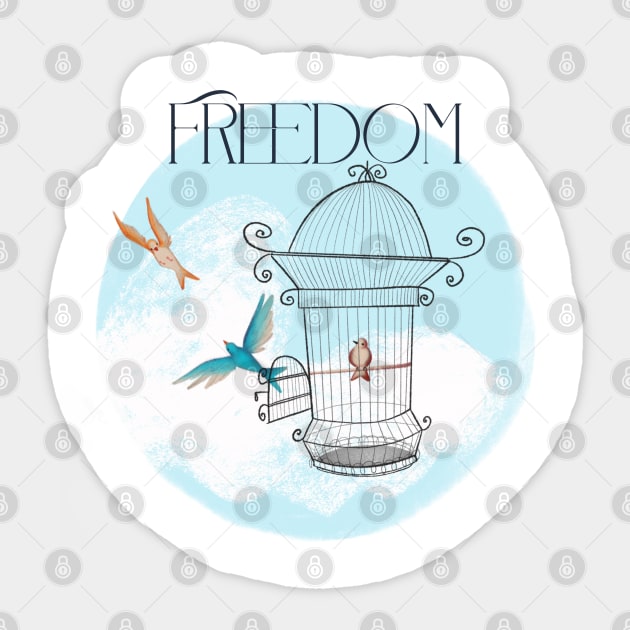 Freedom birds Sticker by Lu Lapin